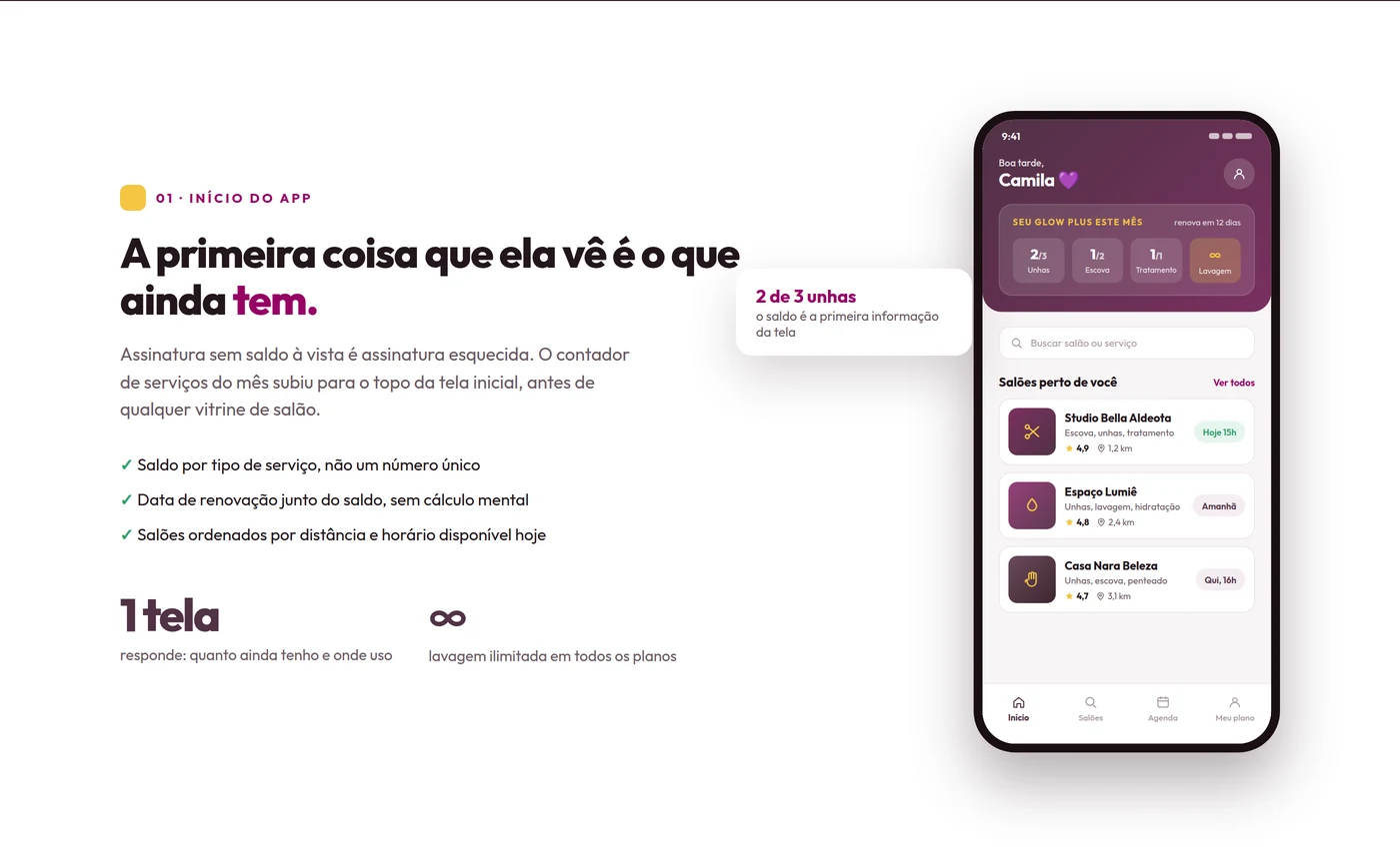Tela inicial do aplicativo HairClub com salões parceiros próximos